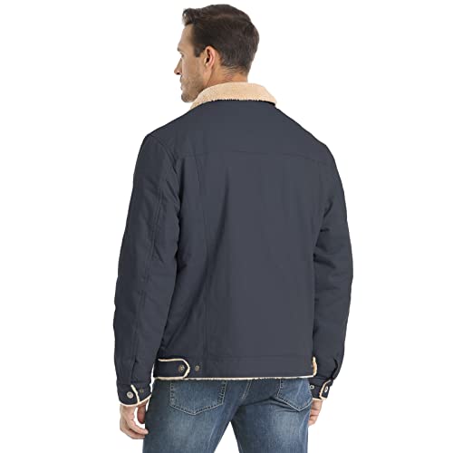 Image of Men's Winter Jacket, Cotton Sherpa Fleece Lined Jacket, Warm Trucker Cargo Coats with Pockets