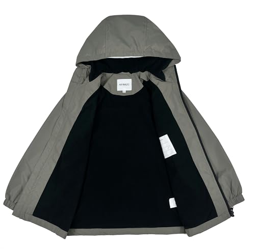 Image of Boys Girls Rain Jackets Waterproof Hooded Fleece Raincoats Lightweight Windbreakers for Kids