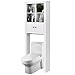 COSTWAY Mobile sopra WC, Scaffale da Bagno sopra Toilette e Lavanderia con 4 Scomparti Aperti, Mobile a 2 Porte e Ripiani Regolabili e Dispositivo Antiribaltamento, 60 x 20 x 165 cm