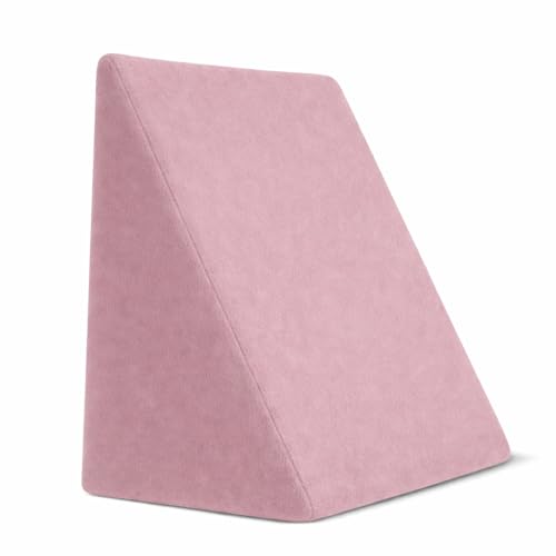 Image of Memory Foam Wedge Plus Pillow, Multi-Position Support for Resting, Lounging & Elevation, Ultra-Soft Washable Velvet Cover, Leg Elevation Pillow - 46 x 52 x 46 cm (Onion)