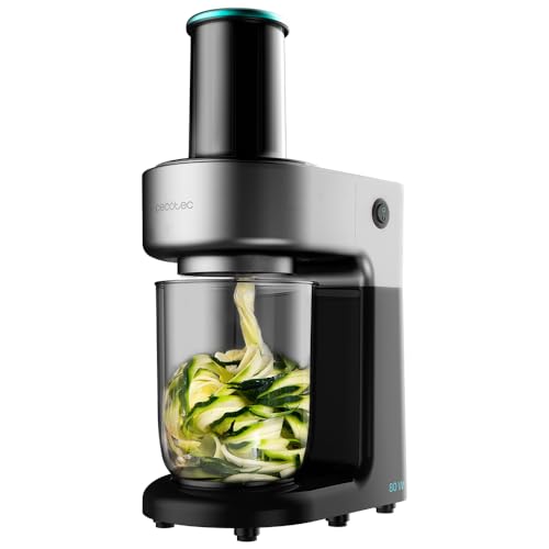Cecotec Espirilizador SpiralChef 400. 80 W, 4 Cuchillas de Acero Inoxidable de diferentes tamaños, Recipiente 1 L, Canal Ancho de Entrada, Piezas desmontables y aptas para lavavajillas