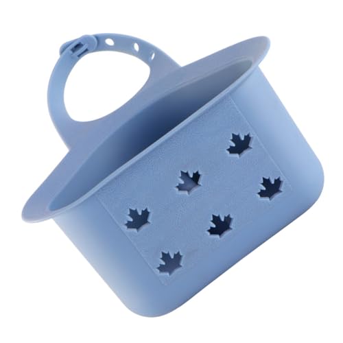DOITOOL Cesta Escurridora Colgante Ajustable para Grifo de Lavabo, Estante de Almacenamiento para Fregadero en Color Azul Nórdico, Soporte Ventilado para Esponja y Utensilios de Cocina,