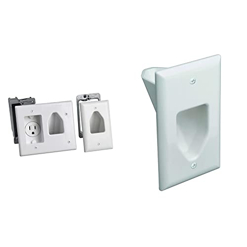 Data Comm Electronics In Wall Cable Management Kit - Tv Cable Hider Wall Kit & Electronics 45-0001-Wh 1-Gang Recessed Low Voltage Cable Plate - White #TOP6