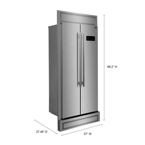 Forno Salerno 33" With Trim Kit for Built-in Stainless Steel Refrigerator 15.6 cu. ft - With Modern Decorative Grill - 37" Wide on Fridge.com