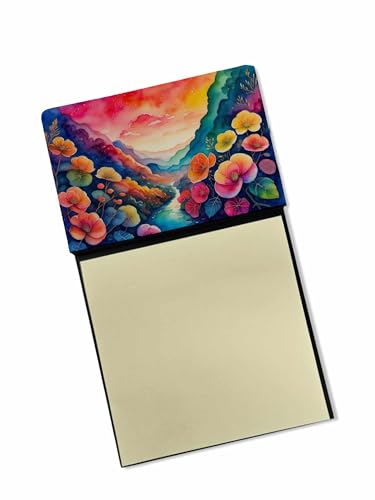 Caroline's Treasures Begonias in Color Sticky Note Holder Refillable Dispenser Self-Sticky Note Pads, Memo Pads Blank Desk Accessories