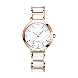 RORIOS Armbanduhr für Damen Einfache Keramik Armband Uhren Analoge Quarz Uhren Elegante Diamant Uhr Business Frauen Damenuhr Weiß