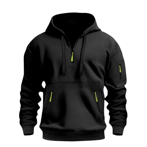 Ymosrh Men's Casual Hoodies, Long Sleeve Athletic Workout Pullover Tactical Sweatshirts with Pockets, M-3XL