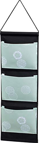 ???? Astro 613-32 Wall Pocket, 3 Tiers, Green x Black, Modern Japanese Pattern, Gusseted Pocket, Wall Hanging Storage