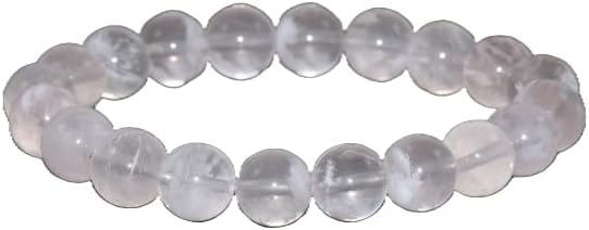 Natural Lithium Phantom Pink Quartz Gemstone round 9mm smooth 7inch Beads Stretchble bracelet crystal healing energy stone bracelet for Women & Men Adjustable Size