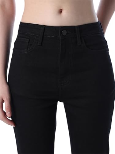 Image of ONLY Women's Solid Flared High Rise Black Jeans