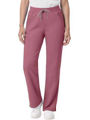 Image of Scrub Pants for Women - Straight Leg Medical Scrub Pants with 6 Pockets - Drawstring Soft Stretch Women Scrub Pant