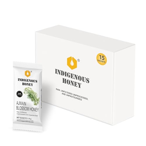 Image of INDIGENOUS HONEY Pure Ajwain Honey Raw Organic Sachet 15 x 0.53 oz