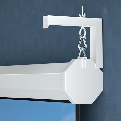 Image of XINLEI Universal Projector Screen Wall Mount L-Brackets Hanging Ceiling Mount, 6 inch Adjustable Extension with Hook for Home Projector and Movie Screens, Hold up to 66 lbs, White PRL003W