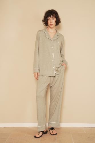 Image of Pajamas for Women Long Sleeve Pajama Set 2 Pieces Lounge Sets Sleepwear Pjs Ladies Sleepwear Button Down Nightwear