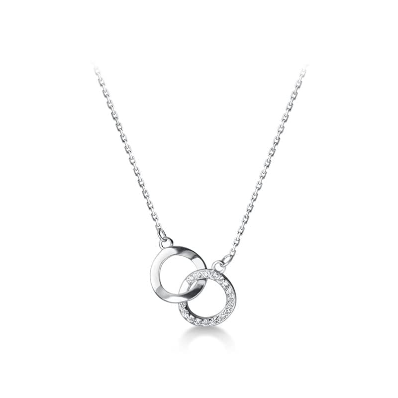 14K Gold Over S925 Sterling Silver Circle Intertwine Necklace, Moissanite Double Circle Pendant Necklace - Perfect Birthday and Mother's Day Gift for Mother, Wife and Girlfriend3