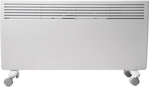 Devola DVNDM24 2400W Eco Electric Panel Heater with Adjustable Thermostat | Energy Efficient Technology Lot 20 | Slimline Wall Mounted & Free Standing Plug in Low Energy Heaters with Timer | White
