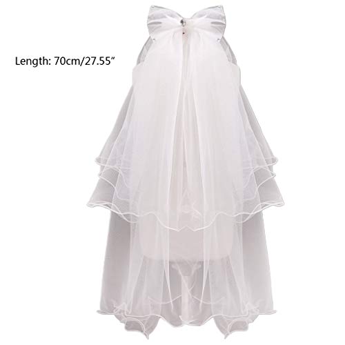 Handmade Double Layer Flower Girls Wedding Veils for Bowknot4