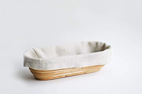 Bread Banneton (Oval 13 x 5.5 x 3 inches) Willow Proofing Basket Handmade Eco Friendly Natural Wood Best Bakery Themed Gifts For Women With Linen Liner Covers