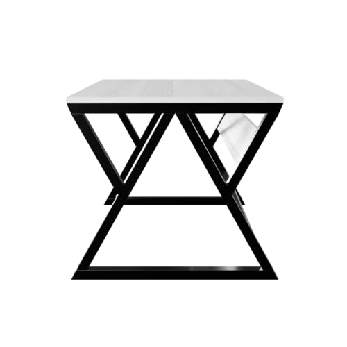 Image of Riyan Luxiwood Daffodil Computer Table in Engineered Wood with Flat Surface, Multi-Usage Laptop Desk & Home Office, Desk Sturdy Gaming Table (White, Small)