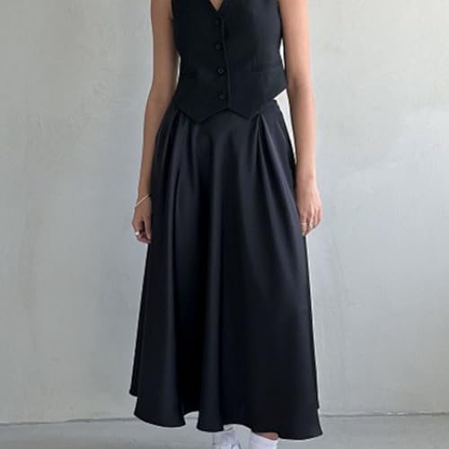 Women's Satin Maxi Skirt Spring Fall Elegant Silk High Waisted Skirt Flowy A Line Casual Formal Swing Long Skirts2