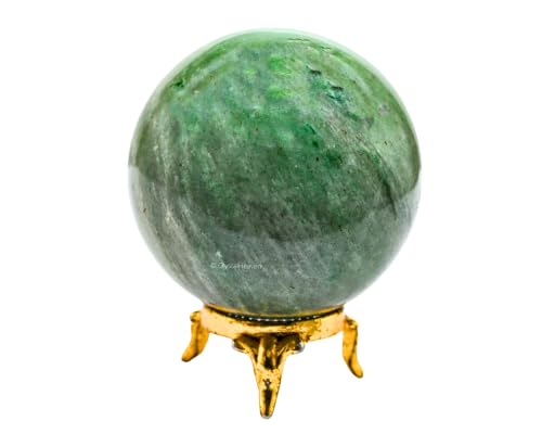 Image of Certified Green Aventurine Crystal Ball for Meditation - Premium Crystal Vastu Items for Home and Feng Shui Items for Good Luck - Ideal for Pooja Supplies and Spiritual Practices (2.5 inch Inch)