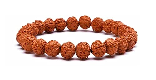IS4A Panchmukhi (5 Face Mukhi) Rudraksha Bracelet Elastic Barcelet (PACK OF 1)