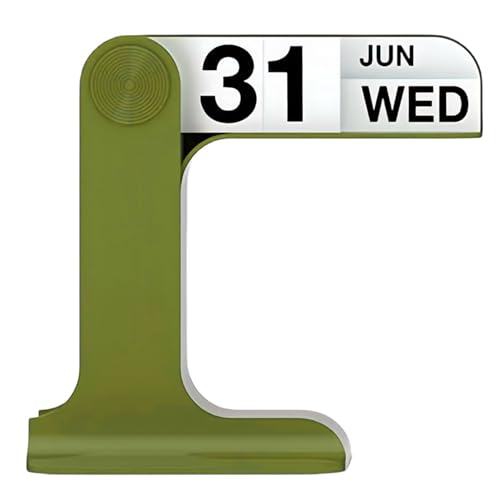 Perpetual Calendar Standing Flip Calendar Aesthetic Reusable Daily Page Turning Flip Desktop Calendar Modern Minimalist Home Office Desk Accessories & Workspace Decor Gifts (Green)