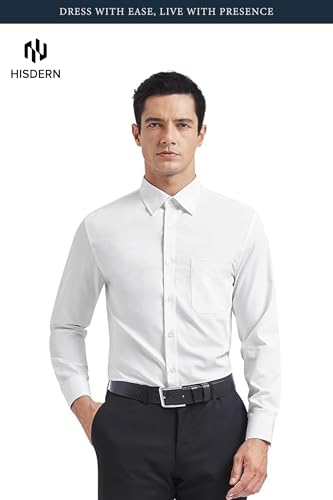 Image of HISDERN Mens Dress Shirt with Tie Pocket Square Set Classic Button Down Shirt Matching Tie Long Sleeve Shirts
