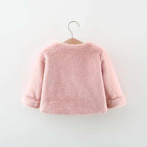 Cute Collarless Fuzzy Coats for Girl Long Sleeve Bow Embellished Jacket Button Down Winter Jackets with Side Pocket4