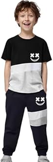 Vitalique Size 5-13 Years Boys Summer/Spring Outfits Set Short Sleeve T-Shirt & Pants Kids Boys Fall Fashion Clothes Sets