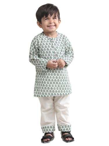 Image of POLKA TOTS Premium Cotton Night Wear for Boys & Girls | Traditional Kurta Pyjama Night Suit Set | Ultra-Soft & Breathable Nightwear for Toddlers & Baby | Kids Night Dress from Newborn to 8 Years