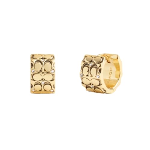 COACH Quilted C Huggie Earrings Golden One Size