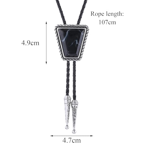 Image of Bolo Tie for Men Women Cowboy Turquoise Celtic Natural Tiger Eye Stone Longhorn Bull Western Leather Bolo Necktie