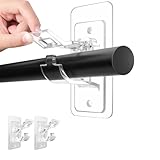Jinmoioy カーテンロッドブラケット 2個セット サポートバー 壁掛けフック ポールホルダー 粘着 テープ 穴あけ不要 丸棒固定クリップ