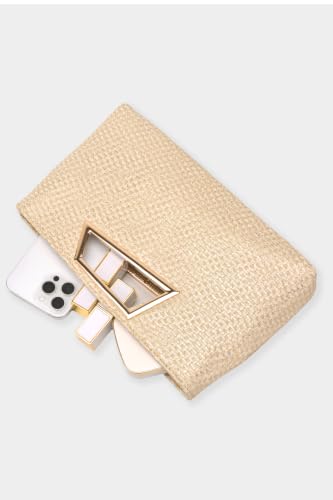 Image of Coucoland Women's PU Leather Clutch Purse with Metallic Geo Top Handle