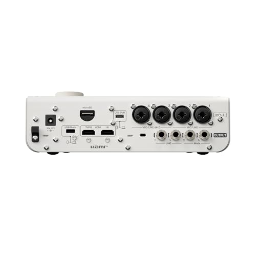 Image of Yamaha URX44V 6-In / 4-Out Dual USB-C Audio /Video Interface With Touchscreen, Includes Cubase Al, WaveLab Cast, Basic FX Suite, and Steinberg Plus Software Bundle, White URX44V W | Yamaha URX44V 6-In /4-Out Dual USB-C Audio and HDMI Video Interface, 4.3 Touchscreen, Cubase AI, Wavelab Cast, Basic Fx Suite