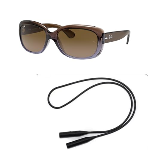 Ray-Ban RB4101 Sunglasses Bundle: RB 4101 JACKIE OHH 860/51 Jackie Ohh Brown Gradient Lila and Universal Anti-slip Silicone Leash2
