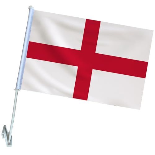 AURALIN St Georges Cross Car Window Flag (45x30cm) Weather-Resistant England Football Fan Vehicle Flag Premium Patriotic English Decor for World Cup 2026 Match Days & St Georges Day