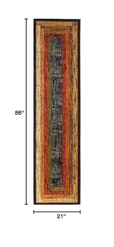 Home Dynamix Royalty Vega Contemporary Geometric Runner Area Rug, Black/Brown, 1'9"x7'2"