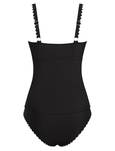 Image of ZAFUL Tankini Swimsuits for Women Tummy Control High Waisted Twist Front Ruched Two Piece Bathing Suit