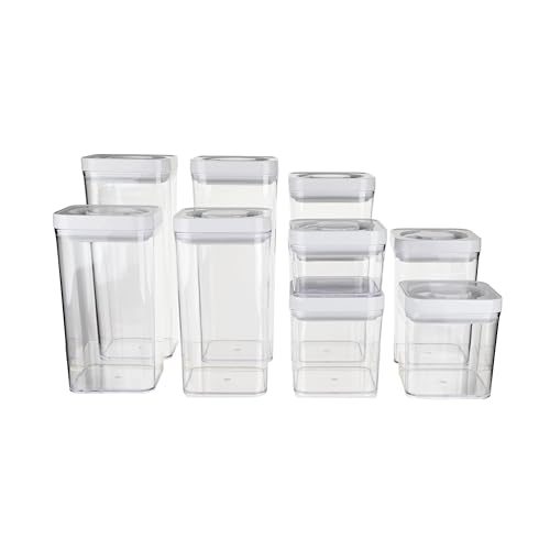 Amazon Basics, Contenitori Ermetici per Alimenti da 10 Pezzi, Plastica senza BPA, Trasparenti, 3,1L x 2, 2,4L x 2, 1,8L x 2, 1,1L x 2, 0,47L x 2