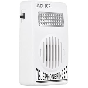 TECHZOCO Timbre con luz Flash Luminoso para telefono Fijo, Amplificador del Sonido del teléfono con Flash, Timbre de teléfono Luz Intermitente, Amplificador de timbre de teléfono, 95dB, RJ11, Blanco