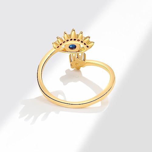 14K Gold Plated Anxiety Ring Evil Eye Rings For Women Handmade Open Adjustable Statement Rings Jewelry Gifts #TOP2