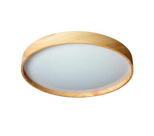 DERAMOTECH Wooden Ceiling Light 24W 1500 lm, LED Ceiling Lamp, Neutral Light 4000K, Round Ceiling Light diameter 33x5CM