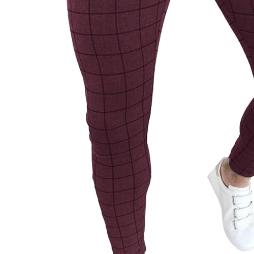 Men's Commuter Slim Business Pants Outdoor Daily Temperament Sweatpants Trendy Lightweight Plaid Pants3