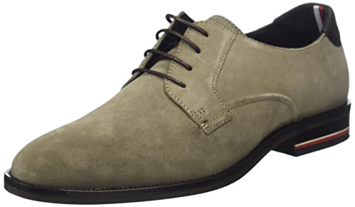 Tommy Hilfiger Zapatos de Traje para Hombre Signature Hilfiger Suede Shoe de Ante, Beige (Nomad), 43 Eu