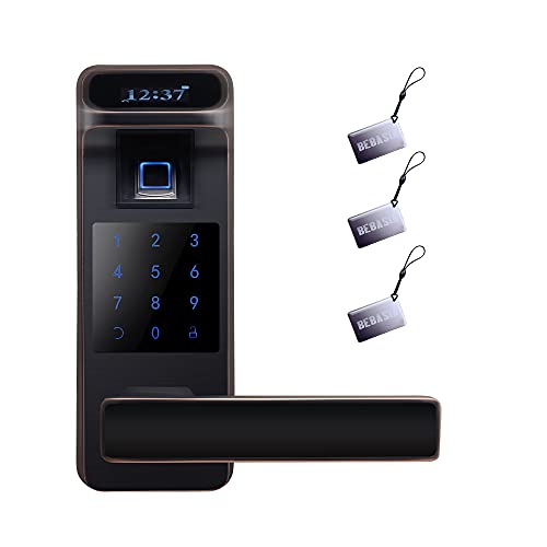 BEBASIA Keyless Entry Door Lock, Smart Door Lock, Keyless Door Lock, Fingerprint Door Lock, Keypad Entry Door Lock, Passcode Door Lock, Digital Door Lock,Biometric Door Lock (Aged Bronze)