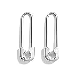 Cute Paper Clip Earrings, Unique Stainless Steel Punk Dangling Earrings for Men, Safety Pin Cartilage Teen Girls, Personalized Fashion Jewelry Gifts (Silver)