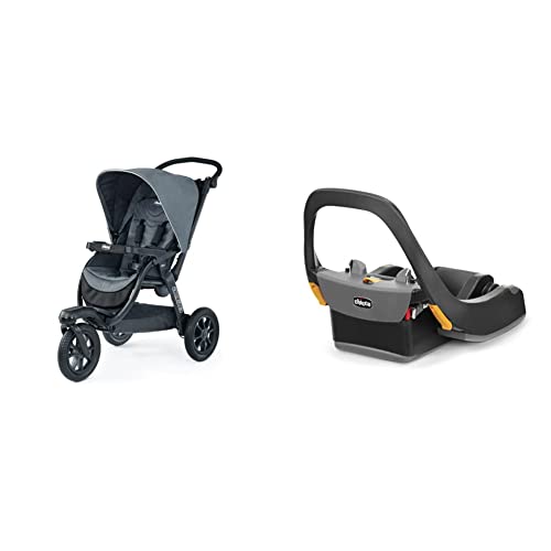 Chicco Activ3 Jogging Stroller – Eclipse | Grey & KeyFit 35 Infant Car Seat Base – Anthracite