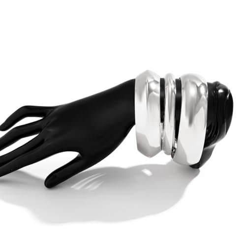 3-8Pcs Gold Bangles for Women Silver Bangles Chunky Bracelets Wrist Cuff Trendy Statement Bangles2